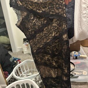 Bebe Black Lace Overlay Dress